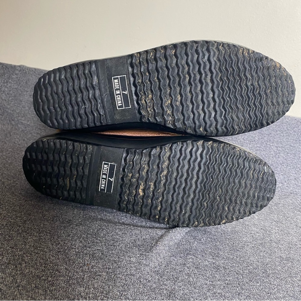 Womens Leather Duck Boots Rubber Size 7 Black Brown Lace up Thermolite Smiths - Picture 6 of 16